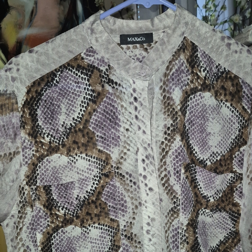 Max & Co. Snakeskin Patterned Top in Purple and Brown